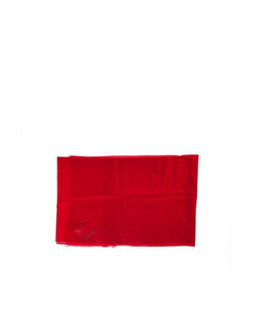 Armani Jeans Red Long Fringed Scarf for men