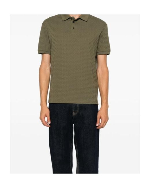 Emporio Armani Green Logo-Jacquard Short-Sleeves Polo Shirt for men
