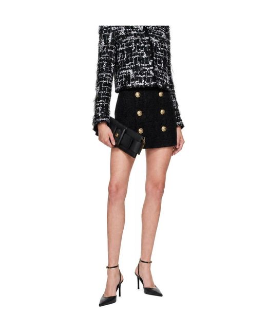 Balmain Black Button Detailed Mini Skirt