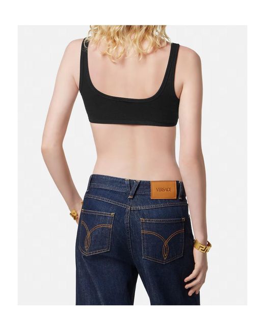 Versace Black Ribbed Cropped Top