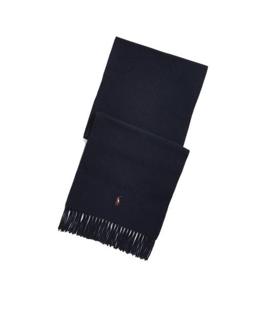 Polo Ralph Lauren Blue Polo Pony Fringe-Detailing Scarf for men