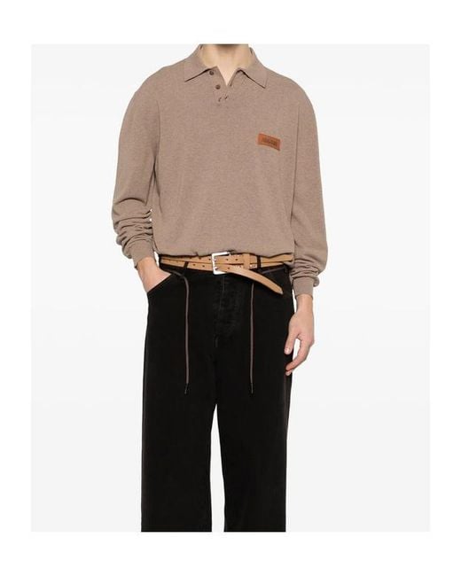 Magliano Brown Long-Sleeved Knitted Polo Shirt for men