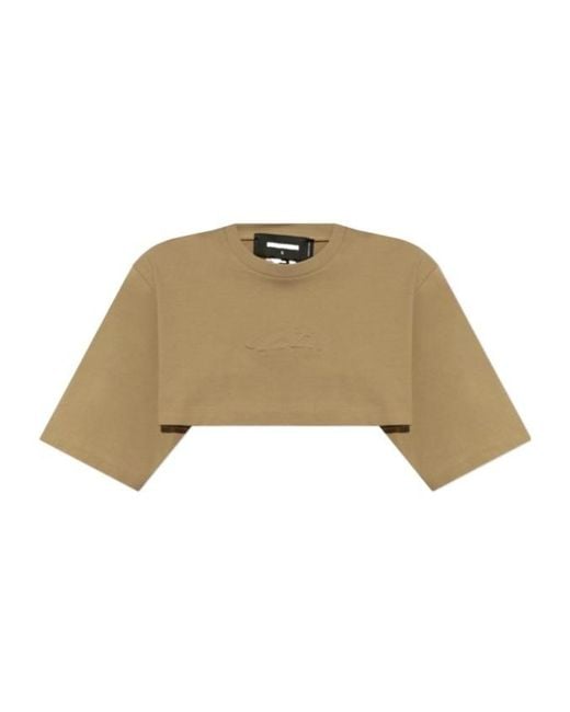 DSquared² Natural Logo Embossed Cropped T-Shirt