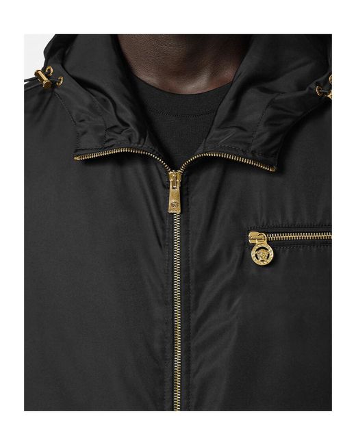 Versace Black Zip-Up Hooded Jacket for men