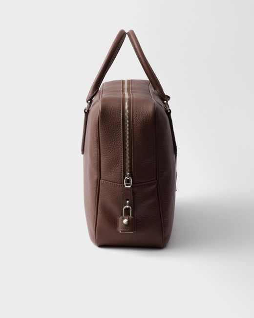Prada Brown Triangle-Logo Zipped Tote Bag for men