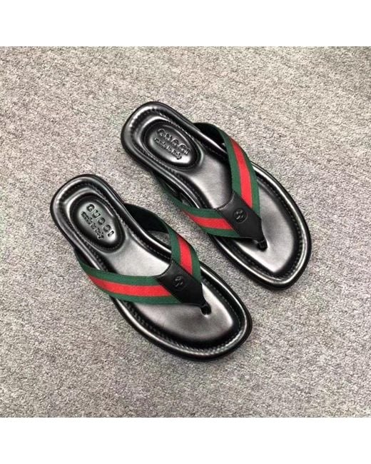 Gucci Black Thong Sandal With Web for men