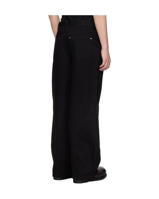 HELIOT EMIL Black Basalt Belt Loop Jeans for men