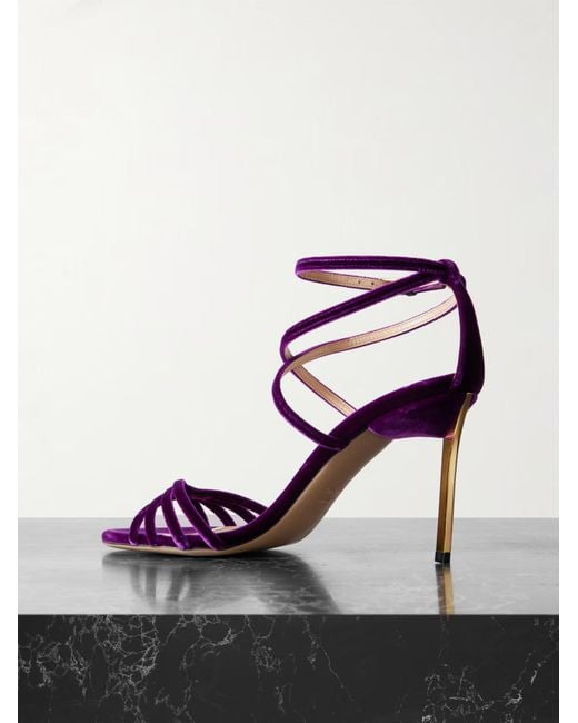 Tom Ford Purple Ida Velvet High-Heeled Sandals