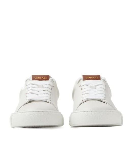 Versace White Greca Lace-Up Sneakers
