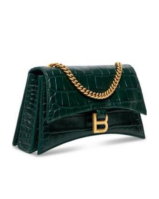 Balenciaga White Borsa Con Catena Crush Xs Lavorazione Coccodrillo Da Donna