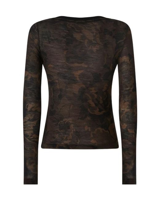 Pinko Black Floral-Print Long-Sleeve Cardigan