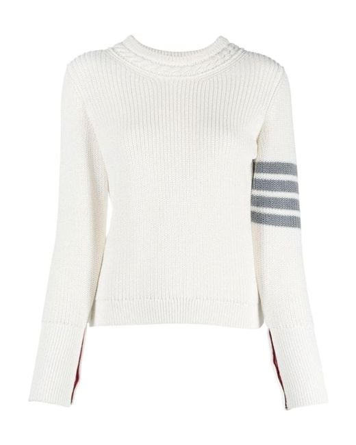 Thom Browne White 4-Bar Stripe Jumper