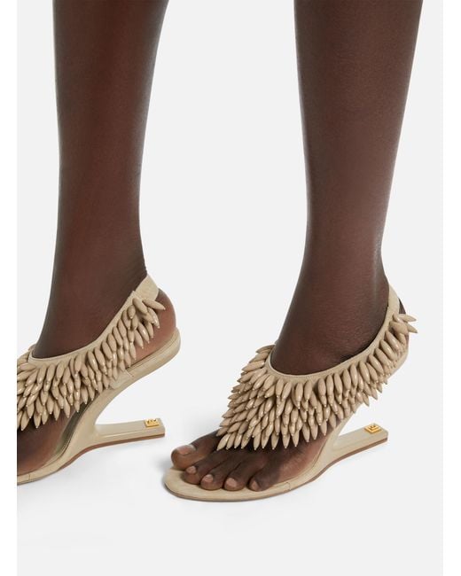 Balmain White No Wedge Embellished Sandals
