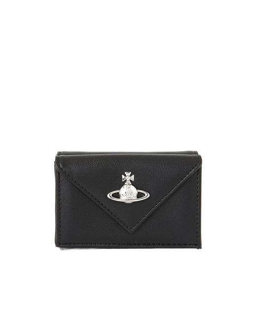 Vivienne Westwood Black Logo Plaque Envelope Wallet