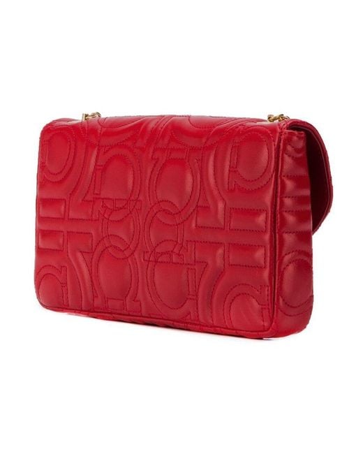 Ferragamo Red Quilted Gancini Mini Shoulder Bag