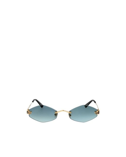 Cartier Blue Geometric Frame Sunglasses