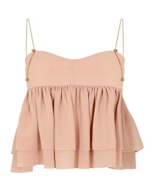 Chloé Pink Ruffle Cami Top