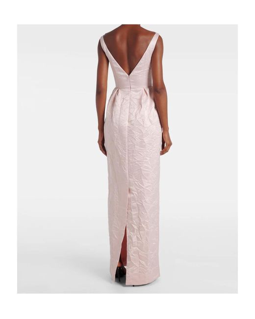 Erdem Pink Embroidered Satin Gown