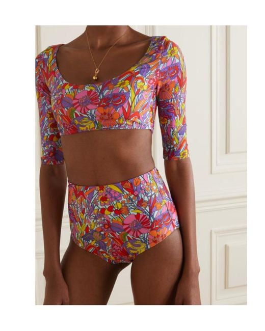 LaDoubleJ Red Printed Bikini Top