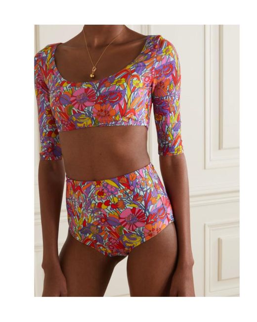 LaDoubleJ Red Printed Bikini Top