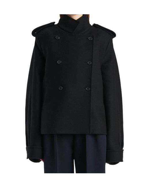 Khaite Black Long-Sleeved Stand-Up Collar Jacket