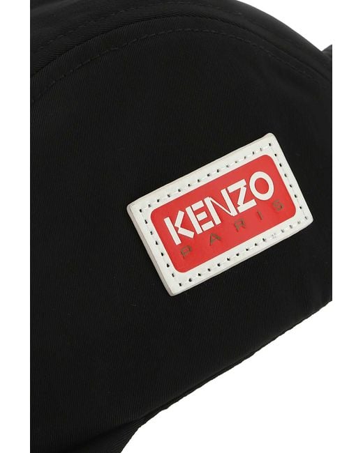 KENZO Black Logo-Patch Baseball Cap for men