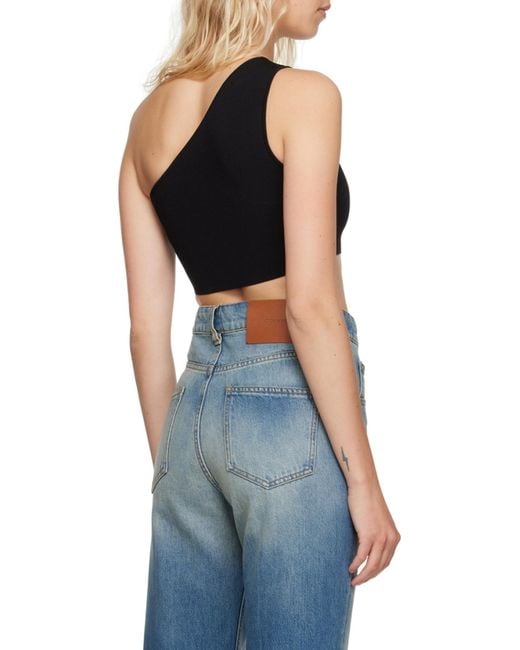 Victoria Beckham Black One-Shoulder Crop Top