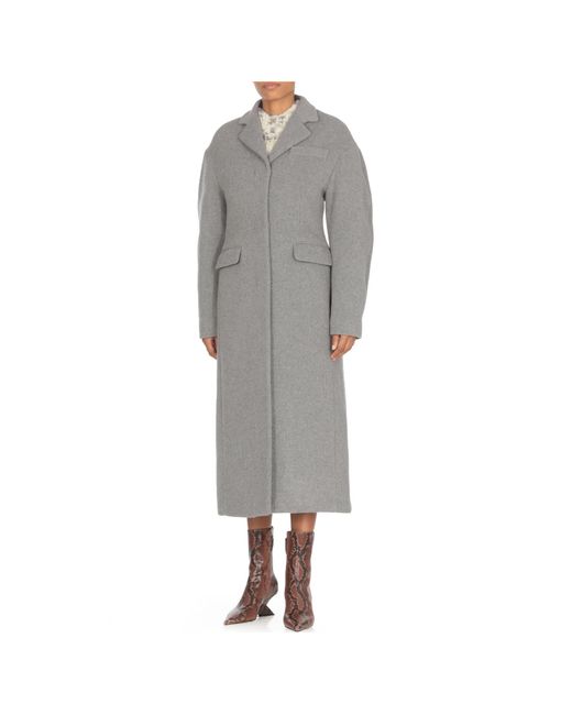 MSGM Gray Long-Sleeved Long Coat