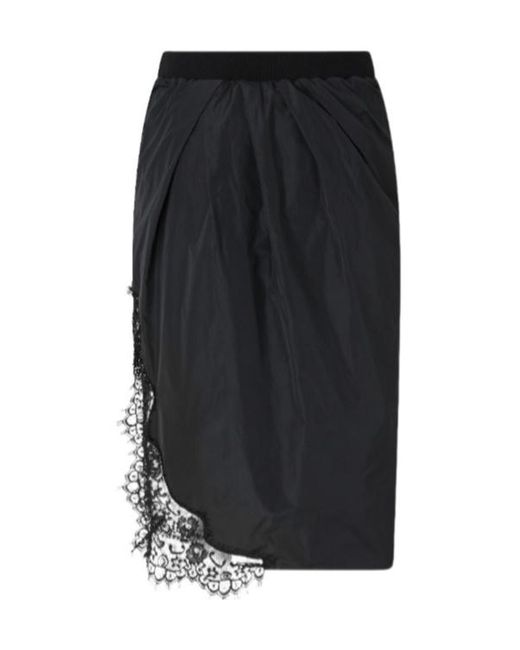 Pinko Black Lace-Trim Gathered Skirt