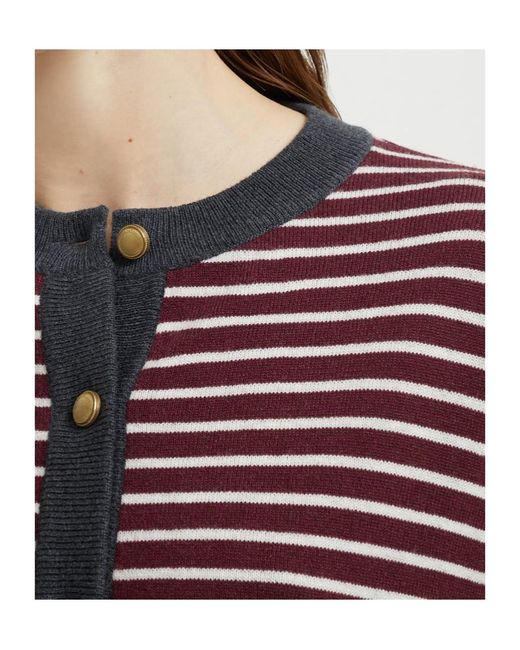 Brunello Cucinelli Red Striped Cardigan