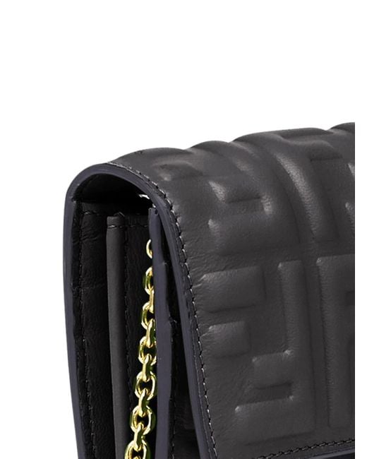 Fendi Black Ff Motif Baguette Continental Chain-Linked Wallet