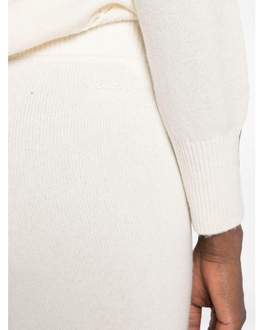 ERMANNO FIRENZE White Drawstring-Waist Fine-Knit Trousers