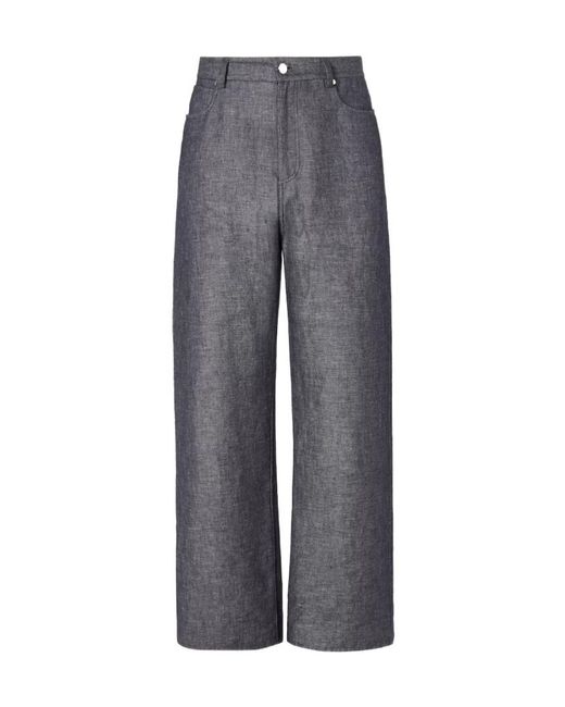 Fendi Gray Relaxed Wide-Leg Long Jeans for men