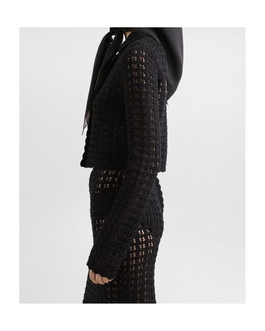 Dolce & Gabbana Black Double-Breasted Crochet Jacket