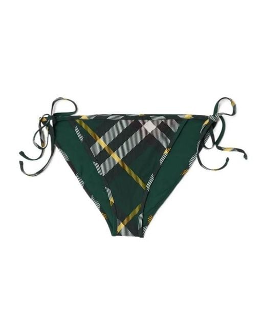 Burberry Green Checked Side-Tied Bikini Bottoms