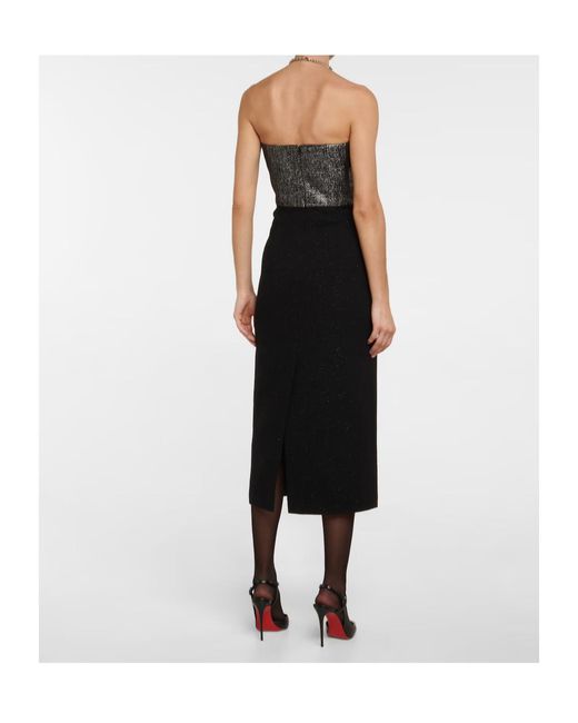 Alessandra Rich Black Tweed Midi Dress
