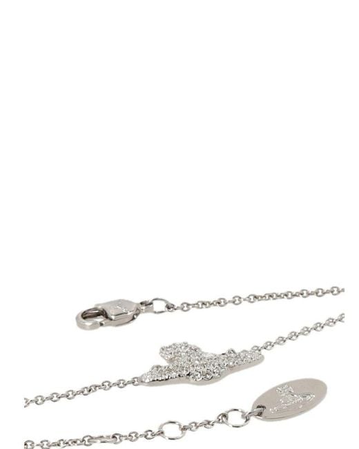 Vivienne Westwood White Orb Embellished Chain-Linked Bracelet