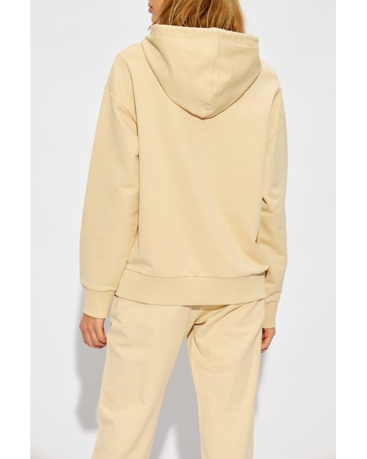 Moncler Natural Logo Embroidered Drawstring Hoodie
