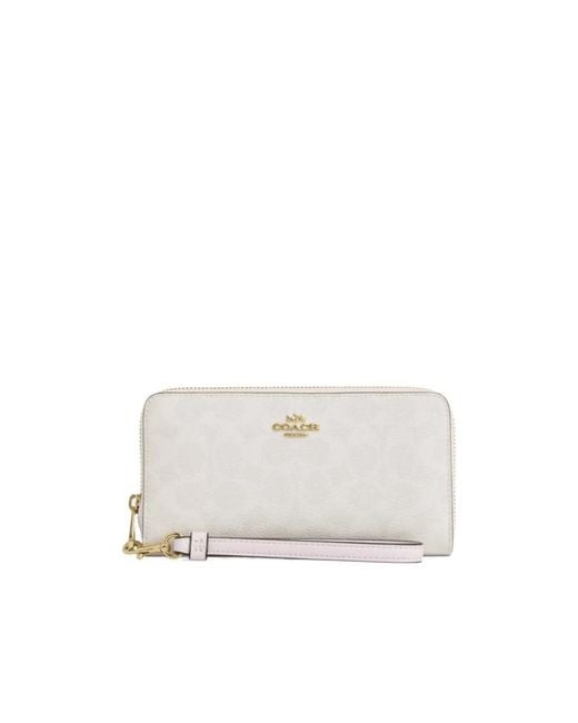 COACH White Long Zip Around Wallet