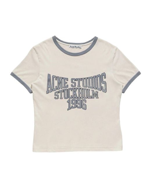 Acne White Graphic T-Shirt for men