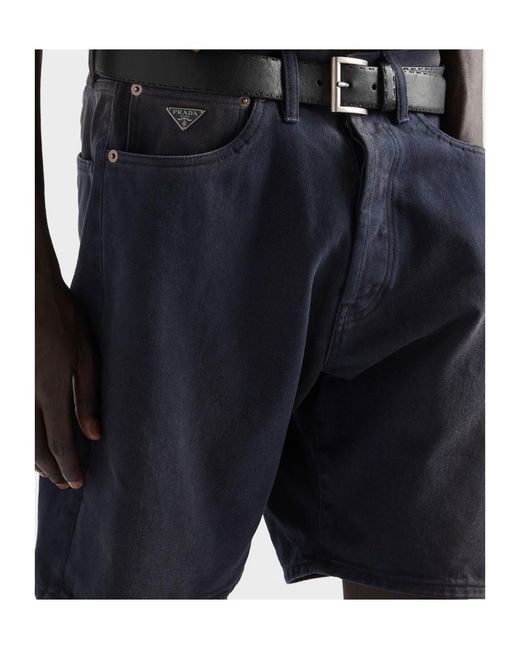Prada Blue Denim Bermudas for men