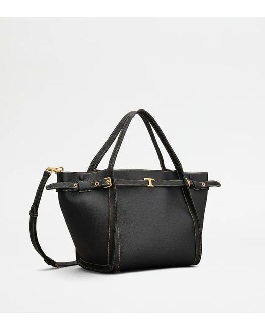 Tod's Black T Timeless Small Tote Bag