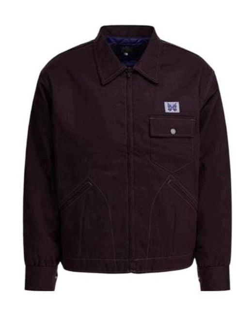 Needles Blue Zipped Logo Patch Jacket for men