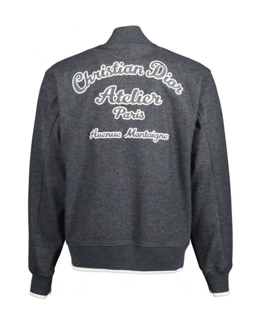 Dior Gray Dark Atelier Baseball Jacket for men