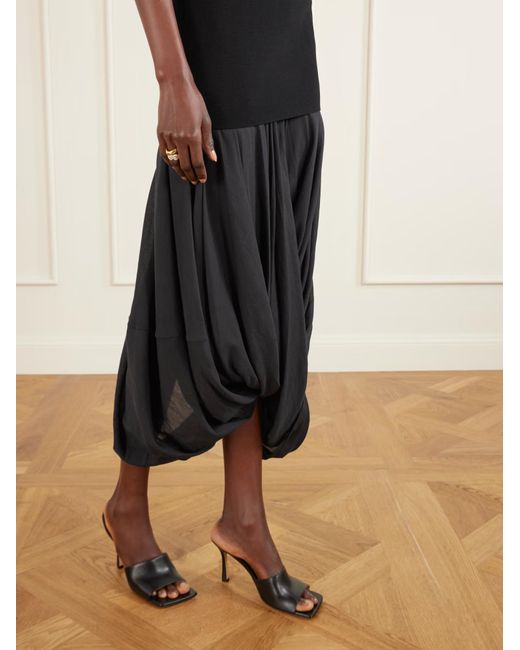 Totême Black Totême Panelled Draped T-Shirt Dress