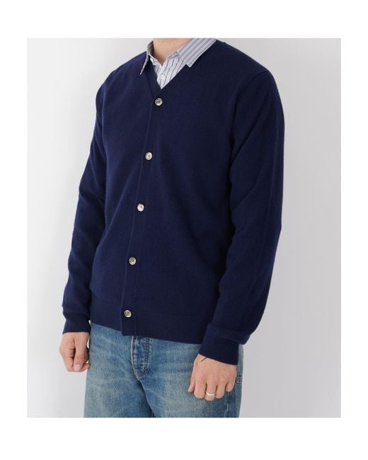 Comme des Garçons Blue V-Neck Sweater for men