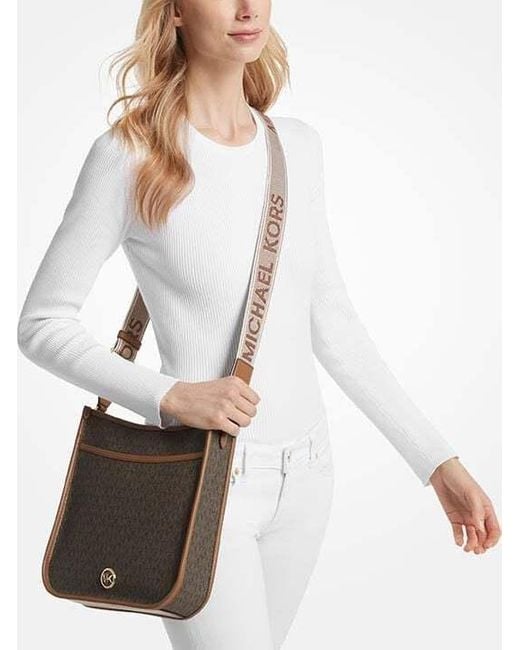 MICHAEL Michael Kors Brown Luisa Large Signature Logo Messenger Bag