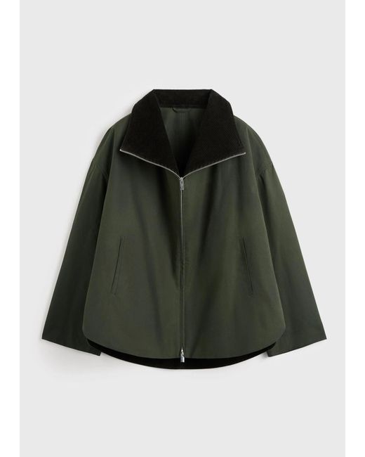 Totême Green Totême Long Sleeved Corduroy-Collar Jacket