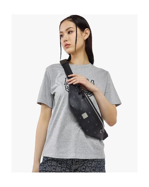 MCM Black Logo-Print Belt Bag for men