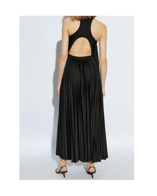 Sportmax Black Pleated Cut-Out Sleeveless Dress